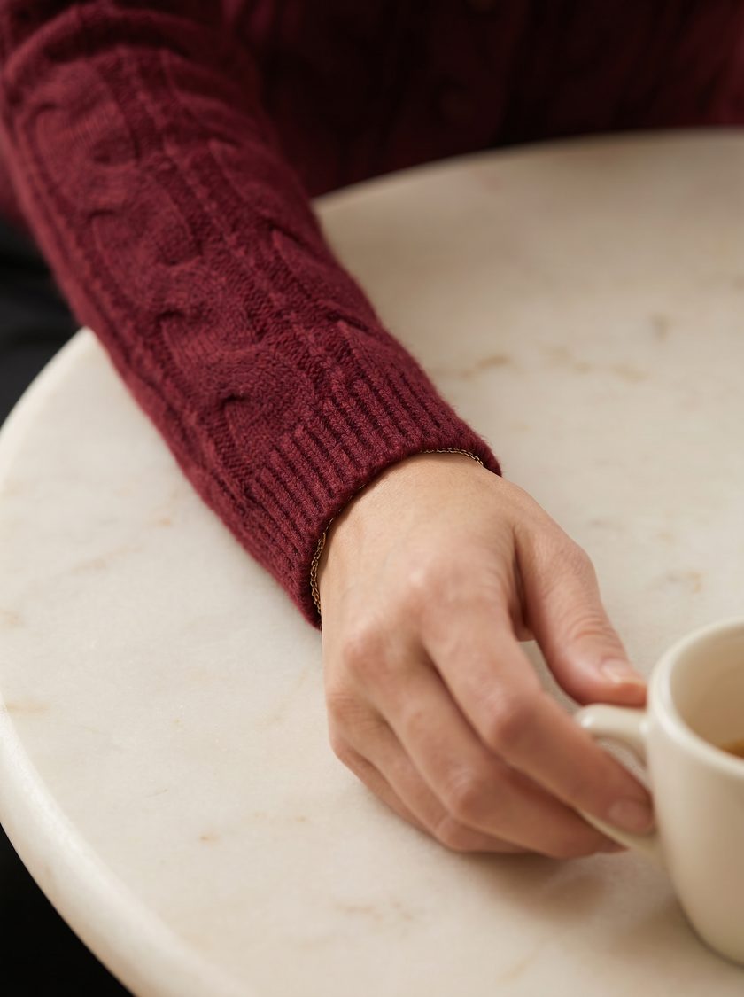 Vintage Wine Cable Knit Sweater