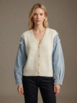 Denim Sleeve Knit Cardigan
