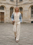 Denim Sleeve Knit Cardigan