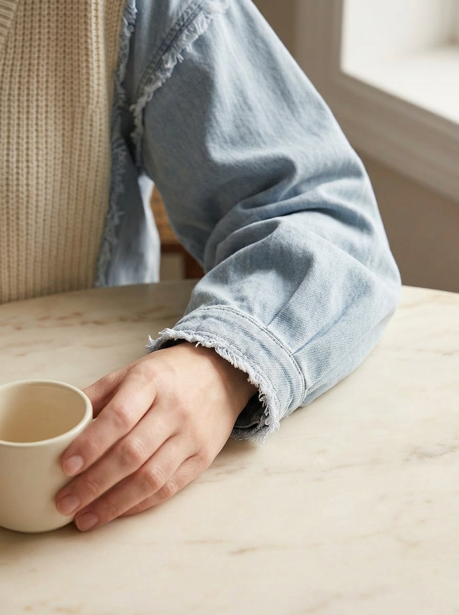 Denim Sleeve Knit Cardigan