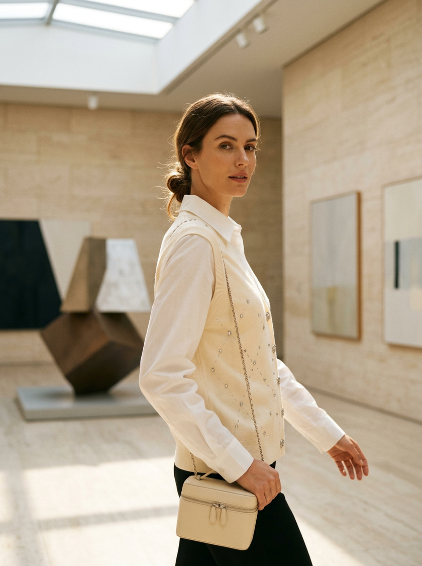 Ivory Layered Shirt Sweater