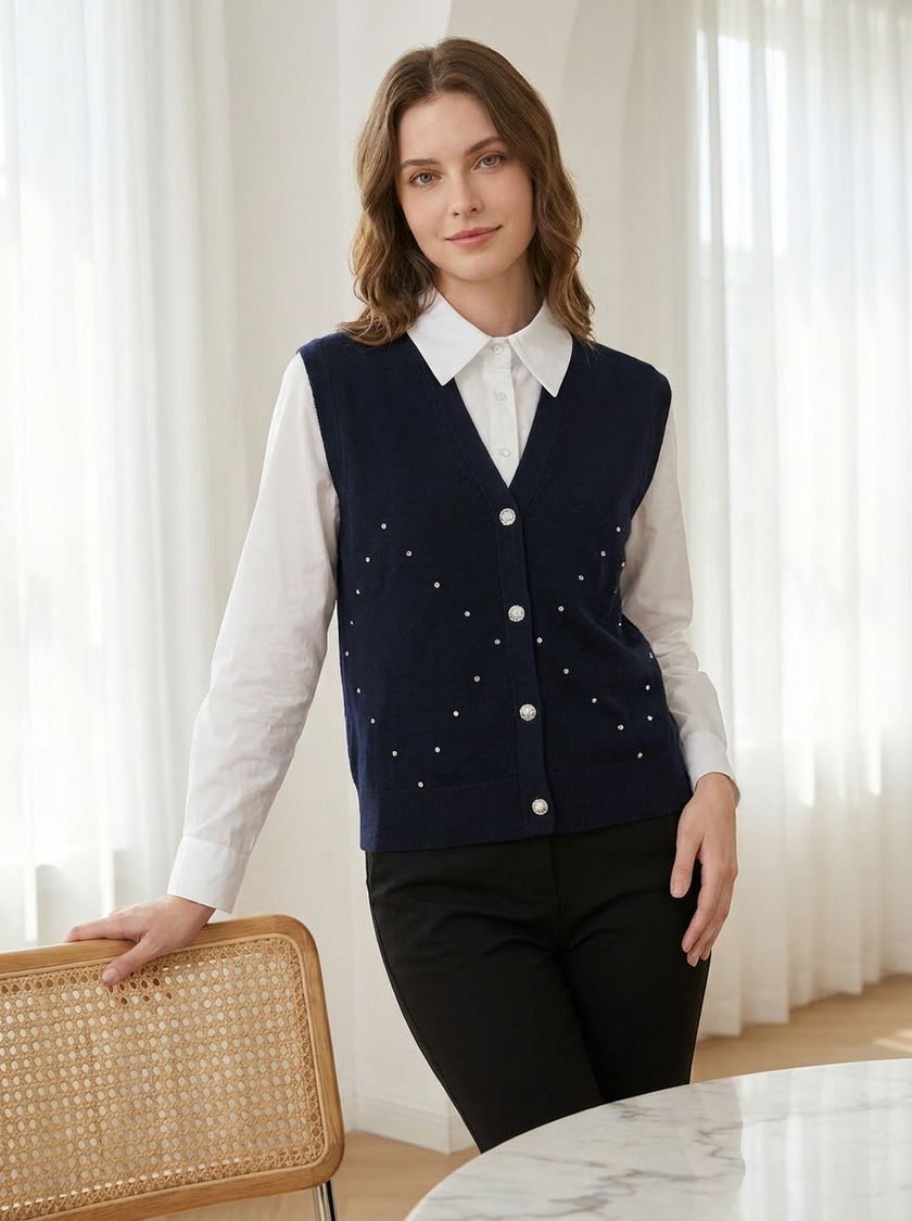 Ivory Layered Shirt Sweater