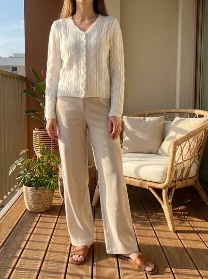 Soft Ivory Cable Knit Cardigan
