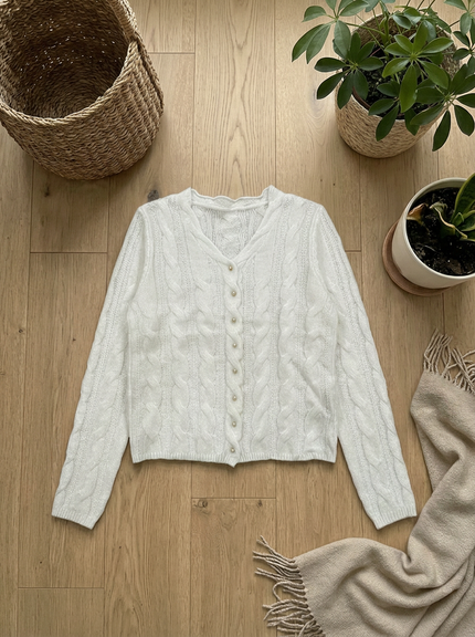 Soft Ivory Cable Knit Cardigan