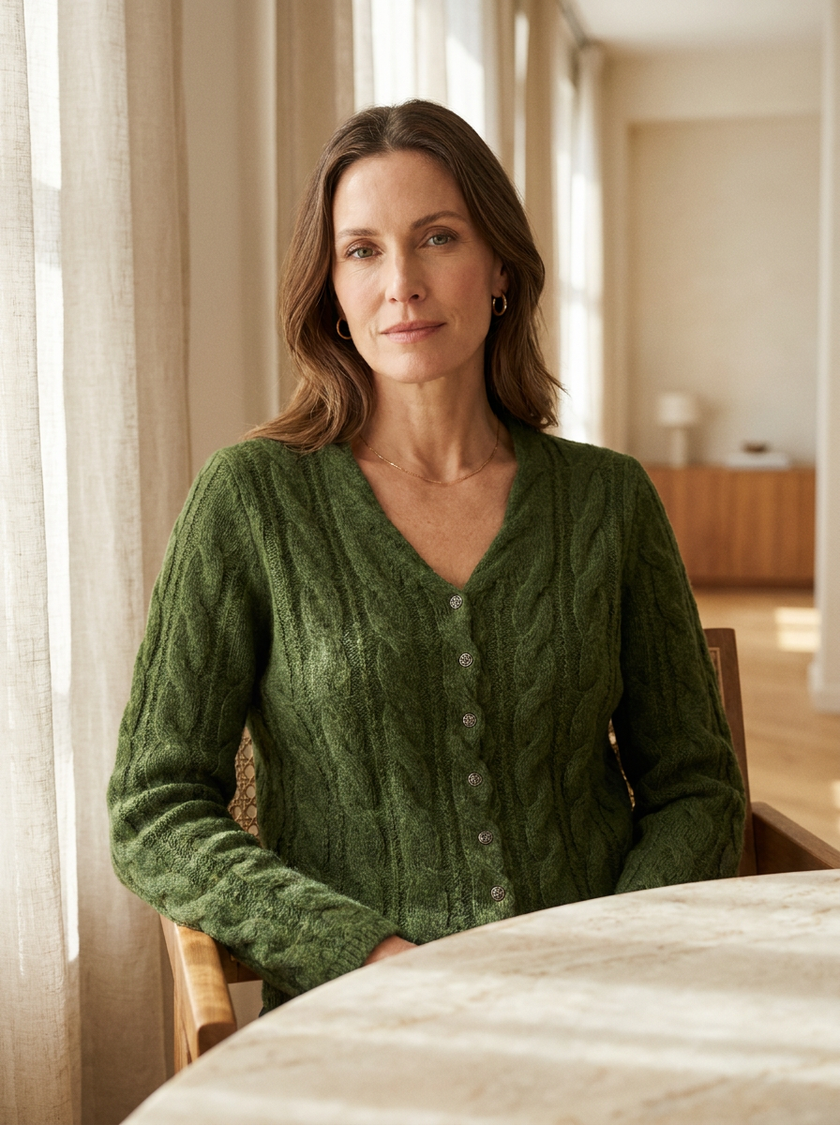 Fresh Green Cable Knit Cardigan