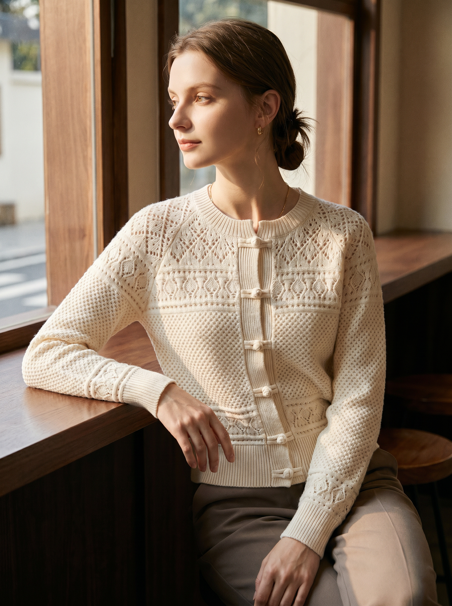 Soft Ivory Wool Cardigan