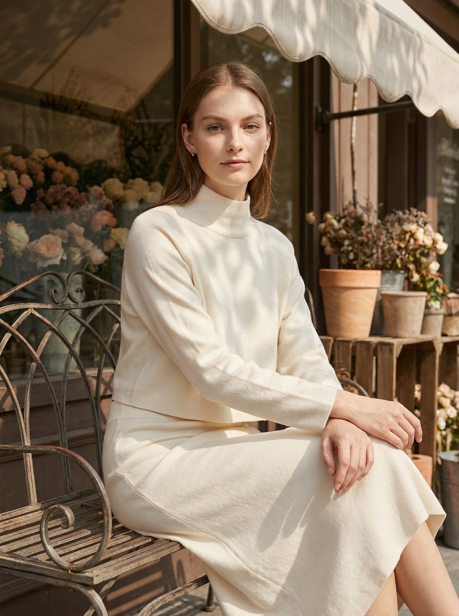 Soft Cream 100% Wool Knit Set