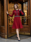 Crimson Trim Midi Dress
