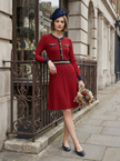 Crimson Trim Midi Dress