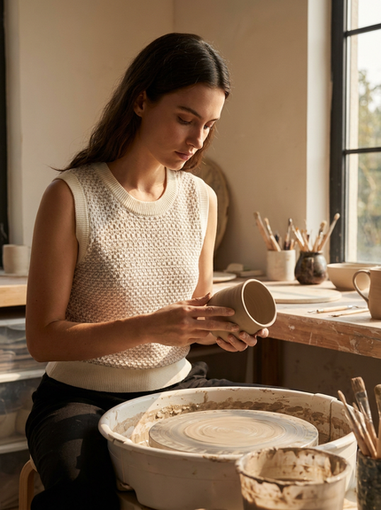 Lightweight Mocha Wool Knit Tank