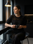 Sheer Black Knit Tee
