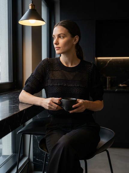 Sheer Black Knit Tee