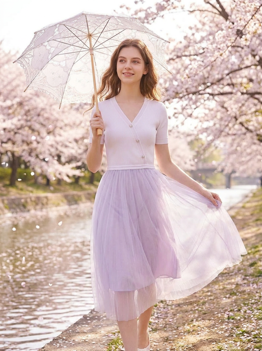 Lavender Spring Knit Dress