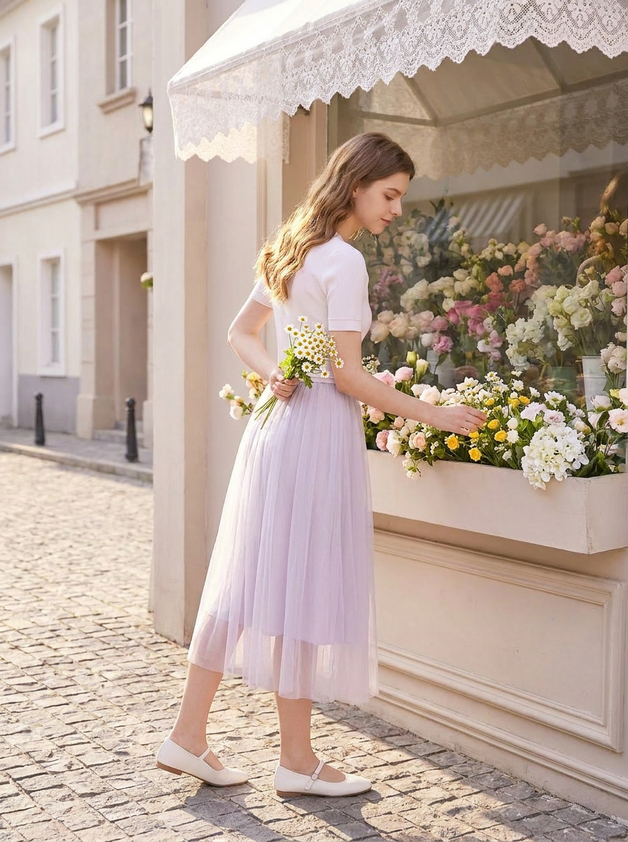 Lavender Spring Knit Dress