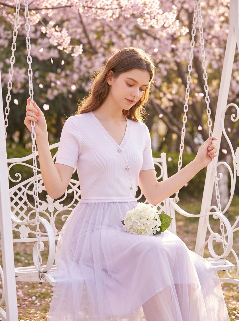 Lavender Spring Knit Dress