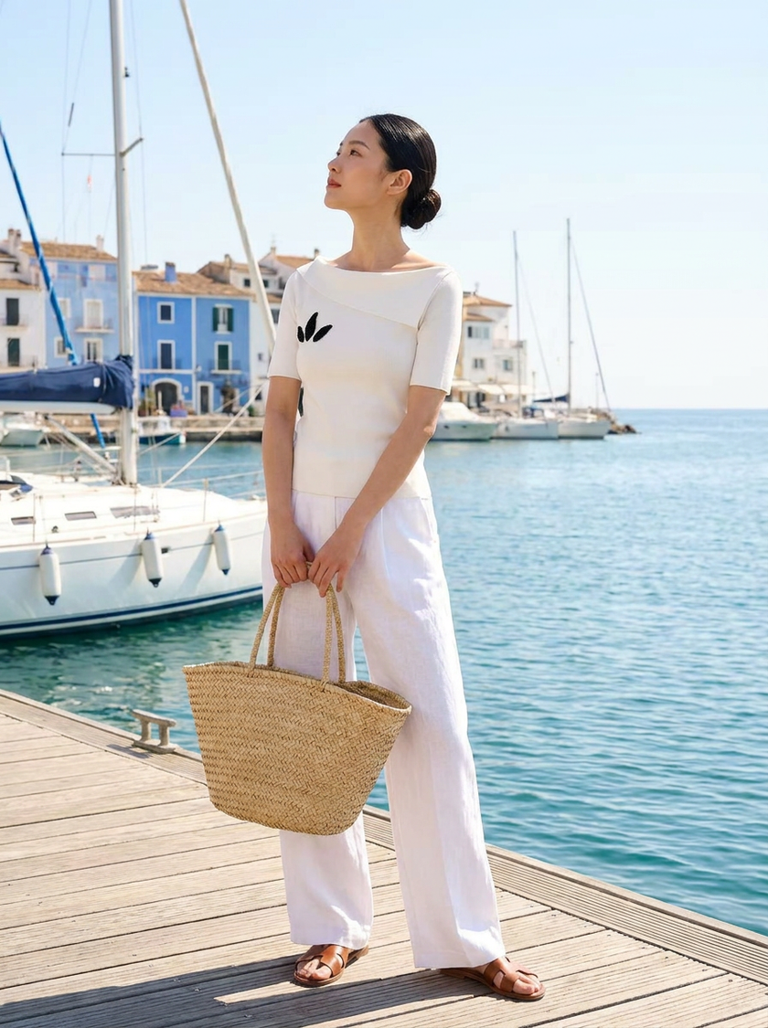 Ivory Off-Shoulder Knit Top