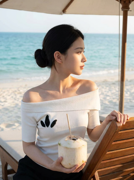 Ivory Off-Shoulder Knit Top