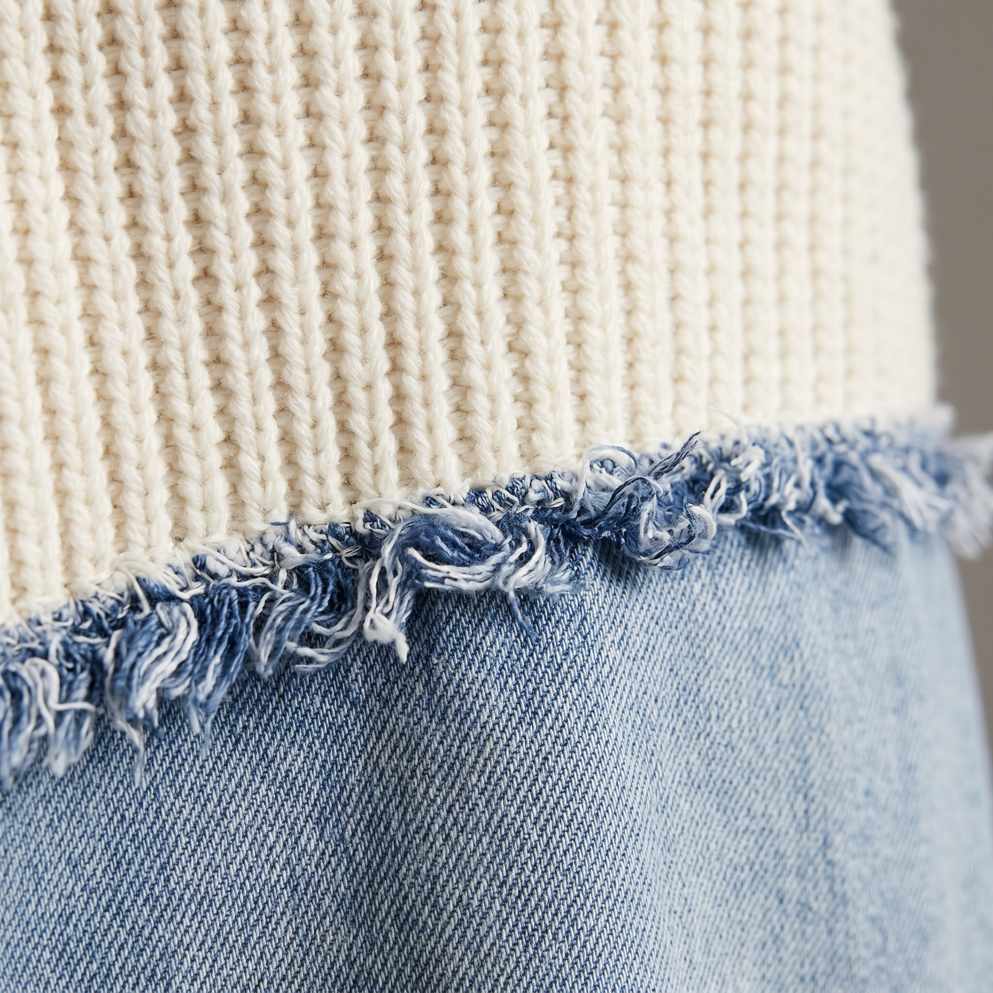 Denim Sleeve Knit Sweater