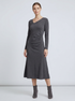 Heather Gray Wool-Blend Knit Midi Dress