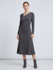 Heather Gray Wool-Blend Knit Midi Dress