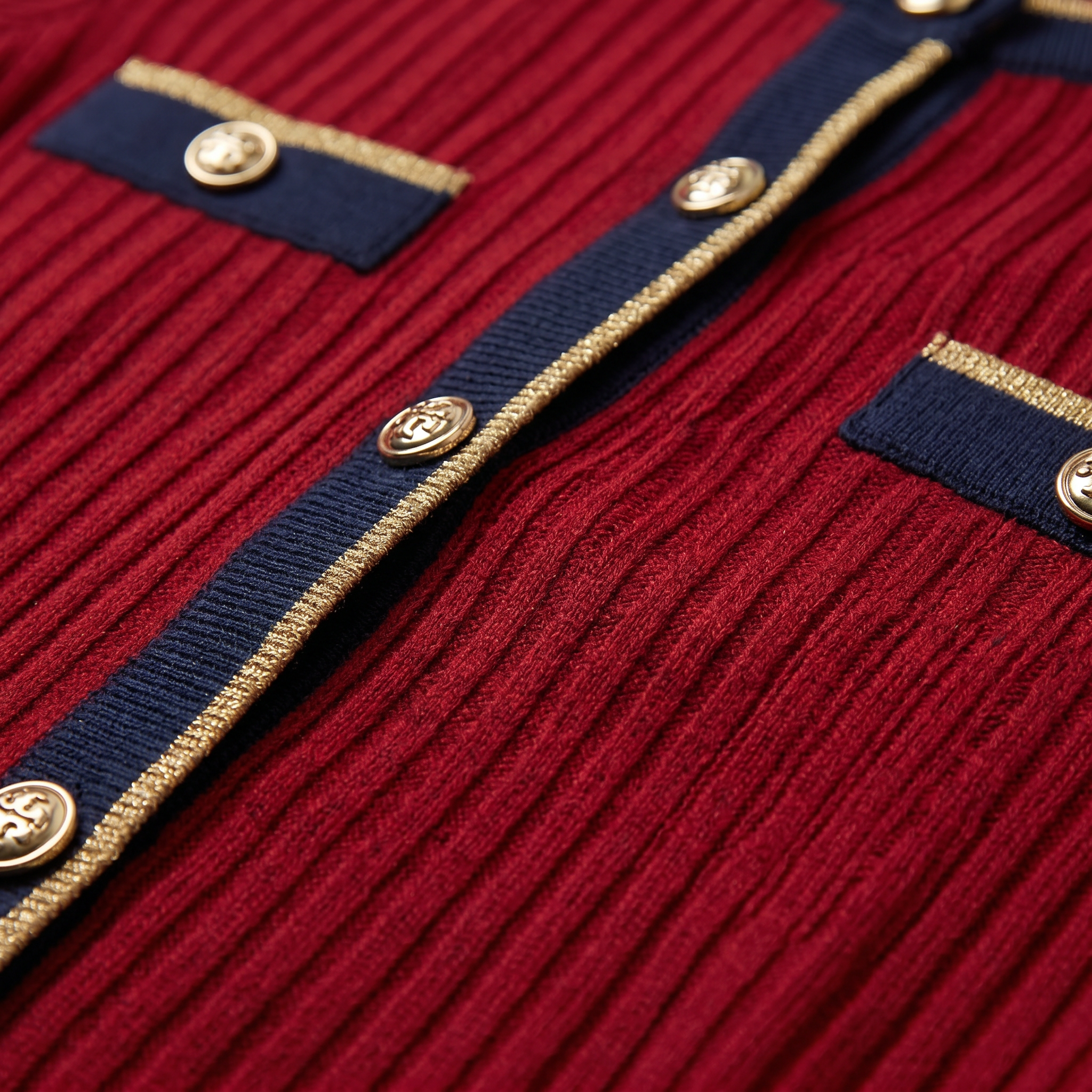 Crimson Trim Midi Dress